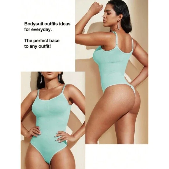 One Piece Tummy Control Seamless Thong Bodysuit Shaping Tank Top Slimming Mint M - Picture 6 of 15